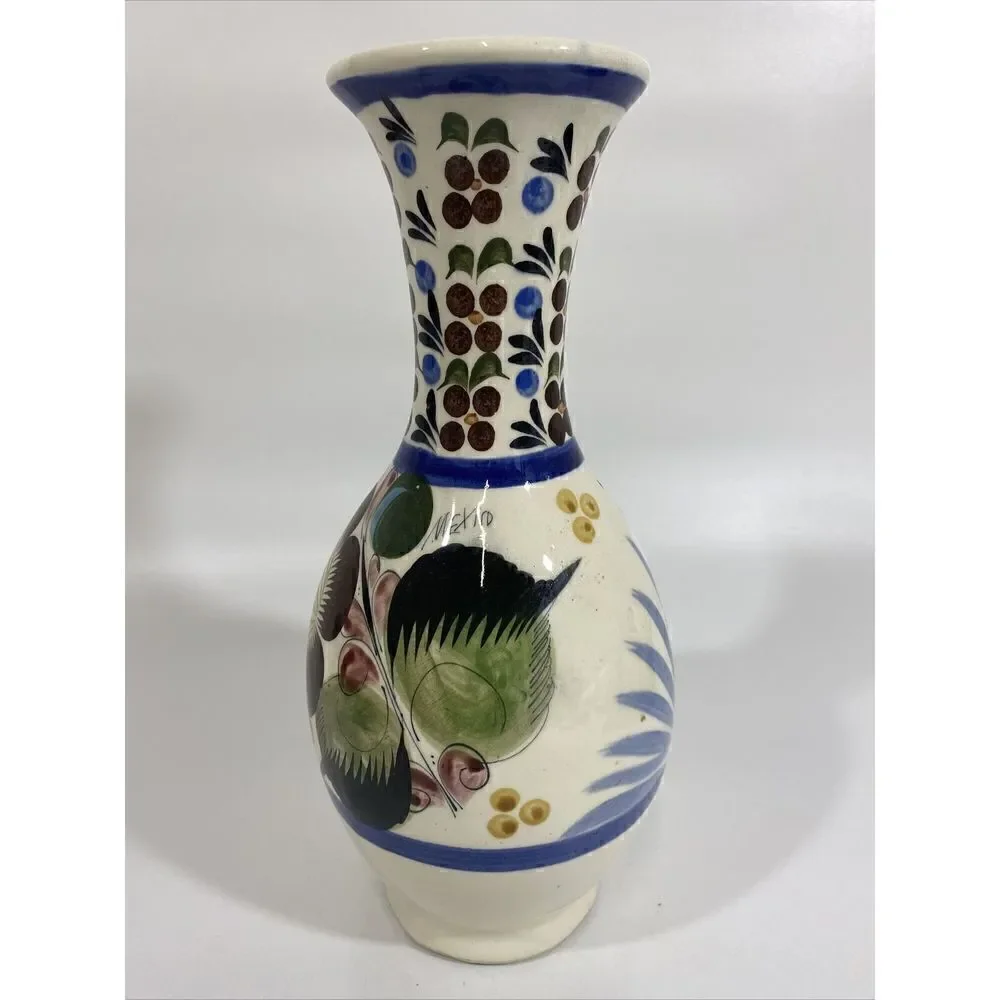 Large Vintage Mexican Tonala Folk Art Pottery Vase 12” - Picture 5 of 9